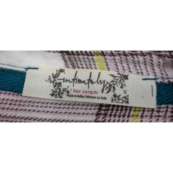 Intimately‎ Free People Fallin For Flannel Plaid Lounge Grunge Boho Shirt XS - Picture 6 of 10